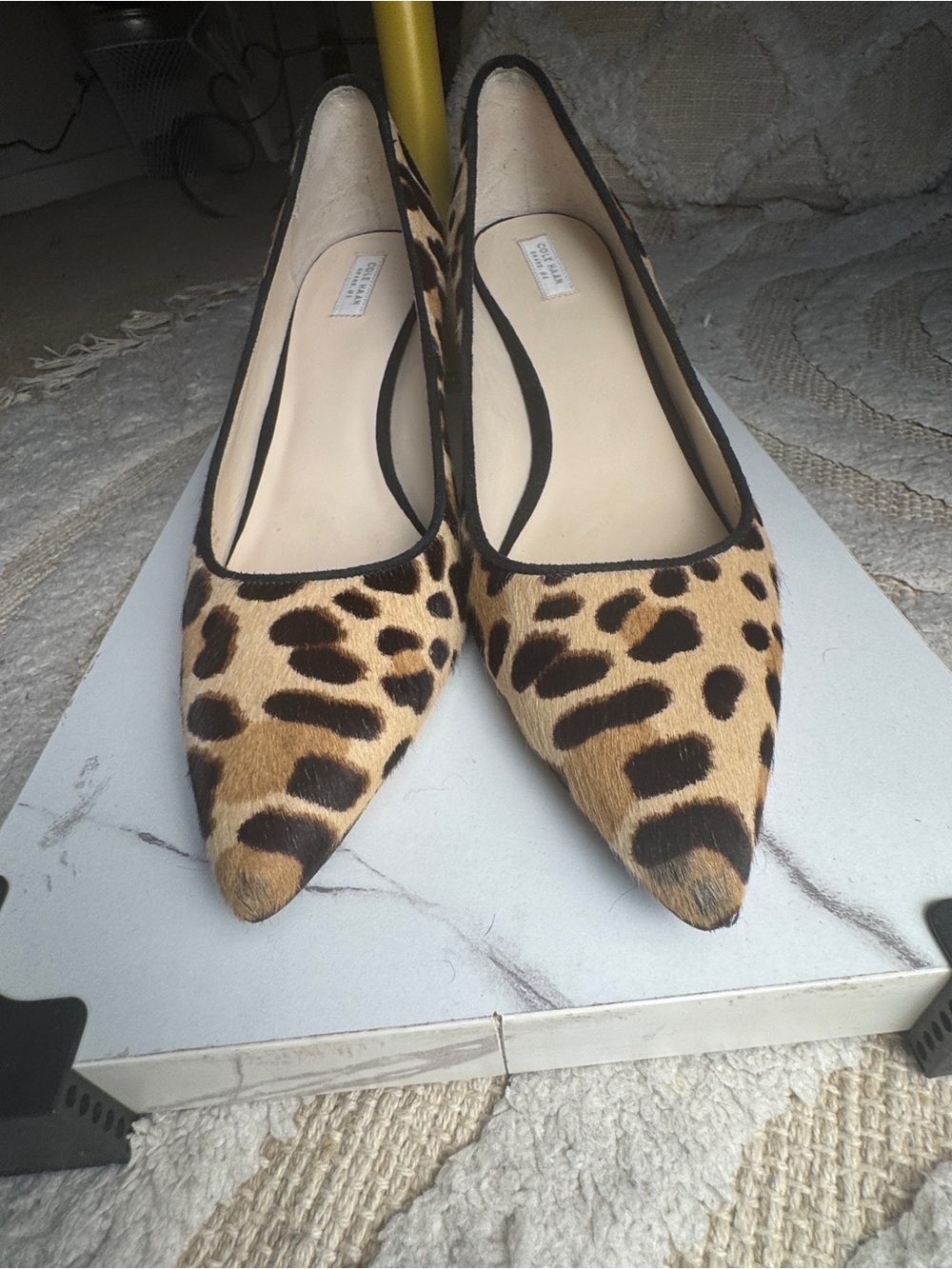 Cole Haan Leopard Print Pointed Toe Heels - Tan and Black - Picture 5 of 9